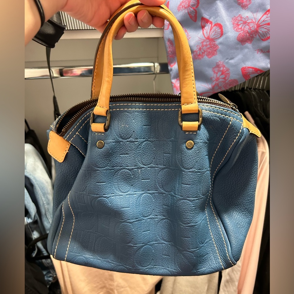 Carolina Herrera Blue Leather Handbag